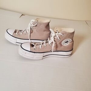 Converse Chuck Taylor All Star Lift Platform High Top Sneaker Tan Sz Womens 7